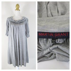 Martin Grant Paris Solid Light Gray Silk Cowl Neck Shift Dress M